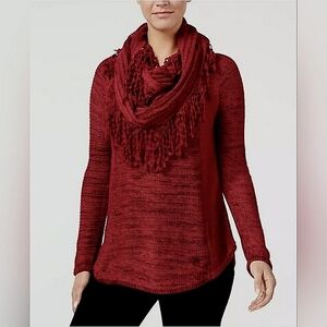 Style & Co. Red sweater with removable scarf